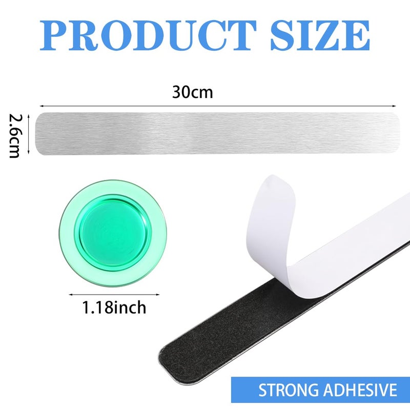 LINXIU Frameless Magnetic Stainless Iron Board Strips, Adhesive Backing Bulletin Bar Board with 10 Pieces Colorful Magnet, Memo Strip for Office Home 4Pcs - Image 2